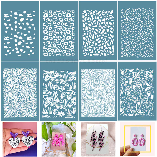 NEW Polymer Clay Silk Screen Stencils Reusable Silkscreen Print Kit for  Printing Clay Stamps Jewelry Earrings